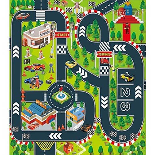 Alfombra de juegos para niños, ideal para jugar con coches y juguetes, alfombra de juegos educativa, ideal para niños viajes/interiores y exteriores, de forma segura