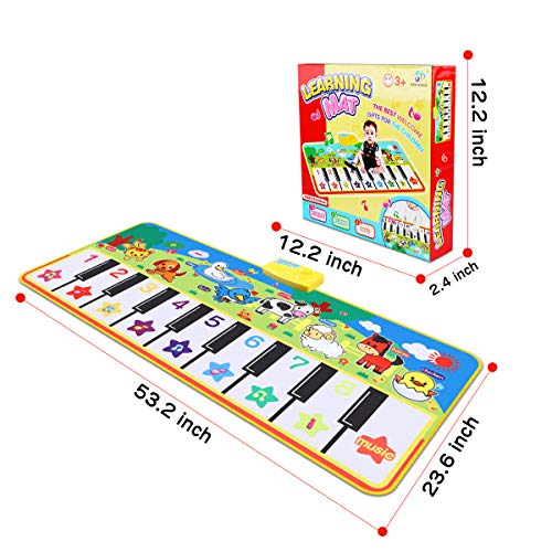 Alfombra de Piano, Alfombra Piano de Suelo 8 Animal Sounds Alfombra Divertida de Juegos, Alfombrilla Musical Estera deTeclado Táctil para Niños (110 * 36 cm)