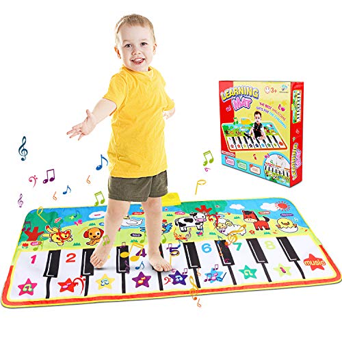 Alfombra de Piano, Alfombra Piano de Suelo 8 Animal Sounds Alfombra Divertida de Juegos, Alfombrilla Musical Estera deTeclado Táctil para Niños (110 * 36 cm)