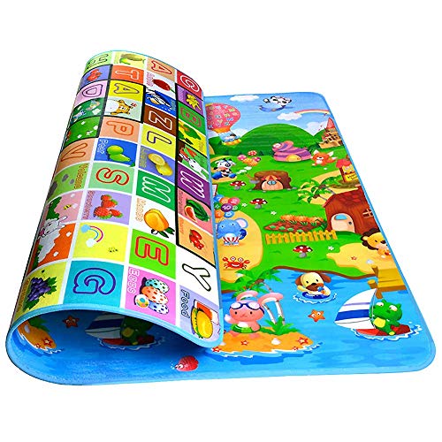 Alfombra Espuma Abecedario para Niños Infantil Manta Gateo Bebe Acolchada Alfombra de Juegos para Bebes Alfabeto Animales 200x180x0.5cm