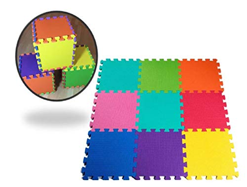 Alfombra goma puzzle rompecabeza para habitación de juego de bebe protectora de suelos para niños 9 piezas de espuma entrelazables multicolor Unisex Eva 31,5 cm para niño niña multicolor