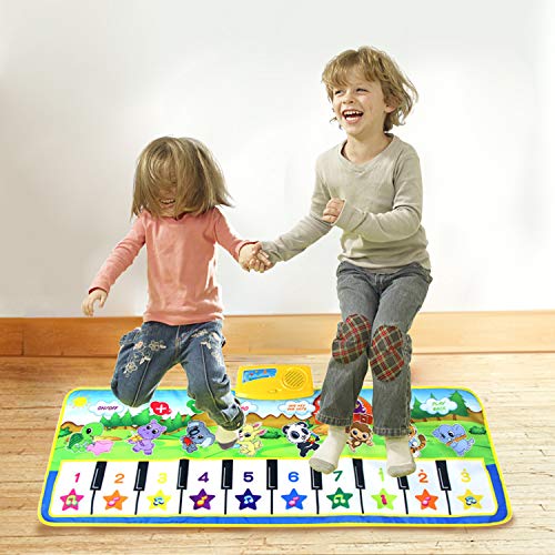 Alfombrillas musicales para niños, letease, piano para bebé, manta de juguete para jugar al juego, baile, música, animal, bebé, educación temprana, juguetes para niños regalo (Model B)