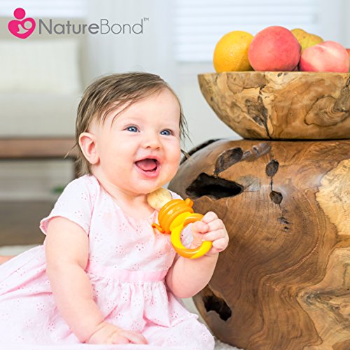 Alimentador antiahogo bebe, chupete fruta bebe de NatureBond (2 piezas), mordedores bebes | Además incluye bolsitas de silicona de todos los tamaños