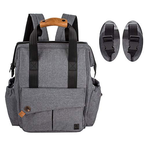 ALLCAMP Mochila de pañales, estilo versátil resistente al agua bolsa de pañales para bebés, gran capacidad de pañales cambiador de bolsa, organizador de cochecito con cambiar de mat