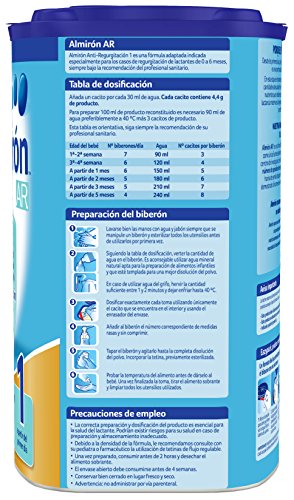 Almirón AR 1 Leche de fórmula anti-regurgitación en polvo a partir del primer día 800 g