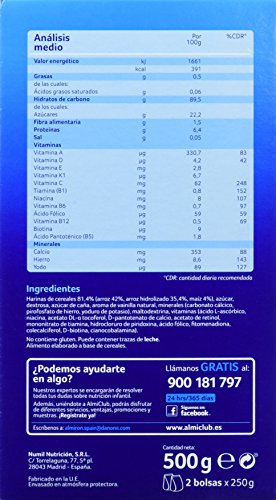 Almirón Papilla de cereales sin gluten a partir de 4 meses - 3 cajas de 500 g - Total: 1.5 kg