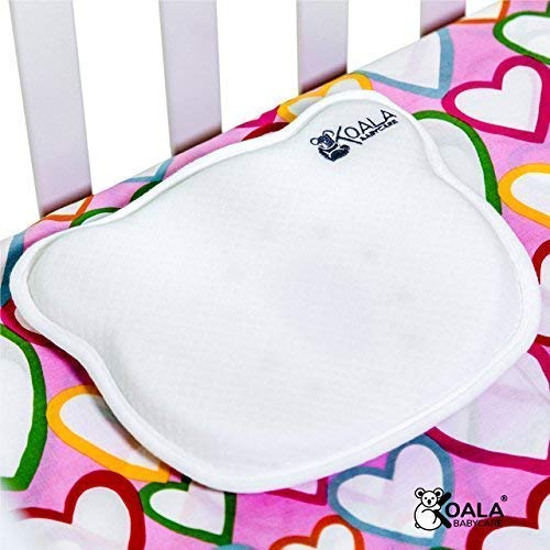 Almohada para Bebe para plagiocefalia desenfundable (con dos forros) para prevenir-curar la Cabeza Plana in Memory Foam Antiasfixia - KoalaBabycare® - Perfect Head - Blanco