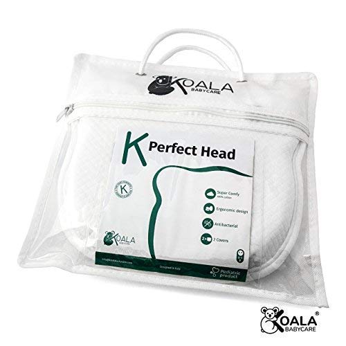 Almohada para Bebe para plagiocefalia desenfundable (con dos forros) para prevenir-curar la Cabeza Plana in Memory Foam Antiasfixia - KoalaBabycare® - Perfect Head - Blanco