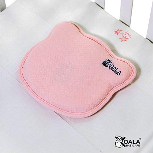 Almohada para Bebe para plagiocefalia desenfundable (con dos forros) para prevenir-curar la Cabeza Plana in Memory Foam Antiasfixia - KoalaBabycare® - Perfect Head - Rosa