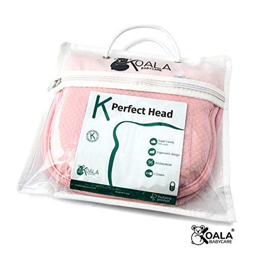 Almohada para Bebe para plagiocefalia desenfundable (con dos forros) para prevenir-curar la Cabeza Plana in Memory Foam Antiasfixia - KoalaBabycare® - Perfect Head - Rosa