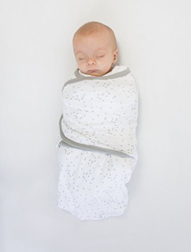 Amazing Baby by Swaddledesigns, Set de 2 Mantas Ajustables Para Bebé, Elefantes Pequeños y Confeti, Plata, Pequeño, 0-3 Meses