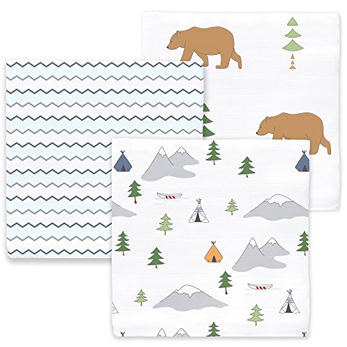 Amazing Baby by Swaddledesigns, Set de 3 Mantas de Muselina Para Bebés, Aventura en La Naturaleza, Neutro