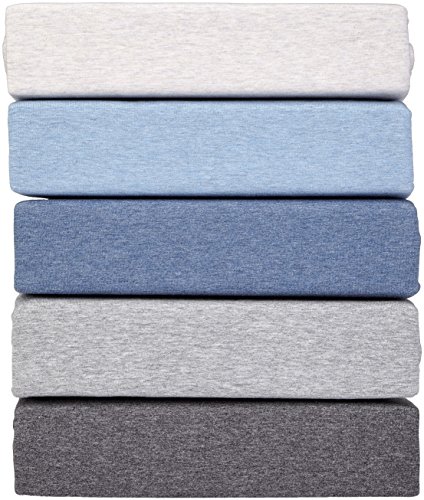 AmazonBasics - Sábana bajera de jersey jaspeado para cuna - Gris claro, 2 unidades