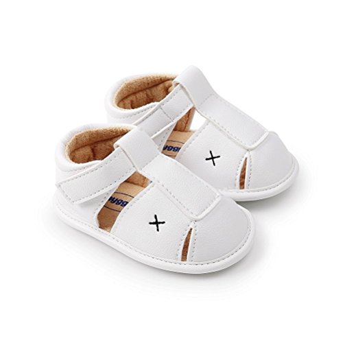 AMEIDD Zapatos para bebé, Bebe Recien Nacido Verano Sandalias Zapato Casual Zapatos Sneaker Antideslizante Suela Suave para 0-6 6-12 12-18 Meses (12cm/6-12 M, Blanco)