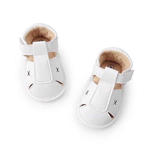 AMEIDD Zapatos para bebé, Bebe Recien Nacido Verano Sandalias Zapato Casual Zapatos Sneaker Antideslizante Suela Suave para 0-6 6-12 12-18 Meses (12cm/6-12 M, Blanco)