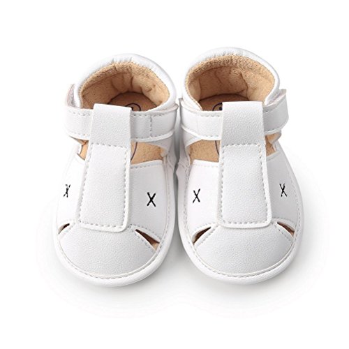 AMEIDD Zapatos para bebé, Bebe Recien Nacido Verano Sandalias Zapato Casual Zapatos Sneaker Antideslizante Suela Suave para 0-6 6-12 12-18 Meses (12cm/6-12 M, Blanco)