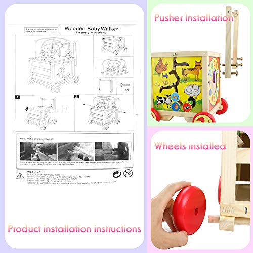 Andadores Bebes de Madera Juguetes de Andador Carrito de Primeros Pasos Correpasillos y Ruedas Bebe Juguete Niña Niño 1+ Año