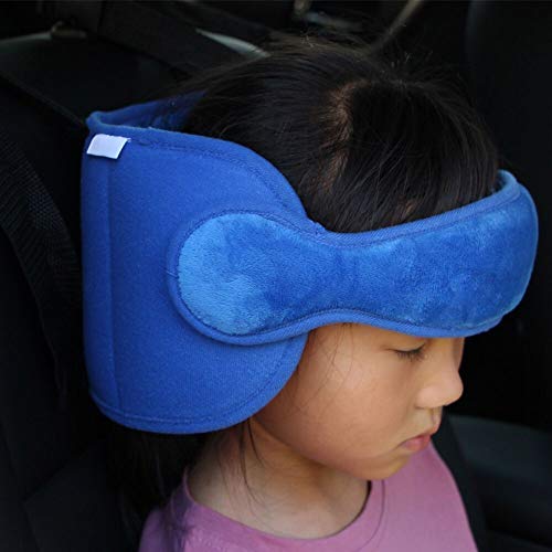 Annhao Reposacabezas Soporte Cabeza Sujeta Coche para Niños Infantil Bebe Seguridad Cinturón de Sujeción Correa Ajustable para Asiento de Coche Cómoda Posicionador Cabeza, Alivio del Cuello, Azul