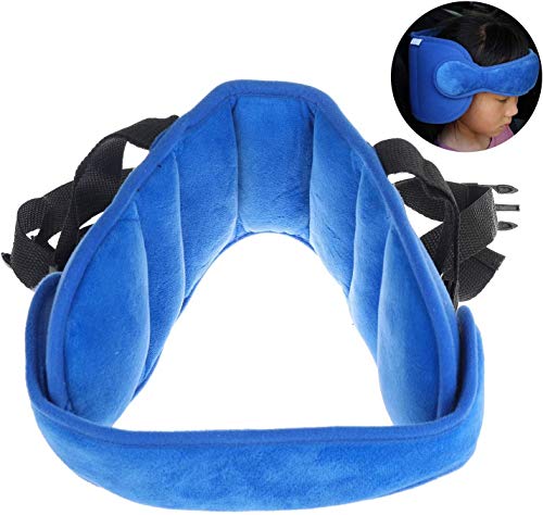 Annhao Reposacabezas Soporte Cabeza Sujeta Coche para Niños Infantil Bebe Seguridad Cinturón de Sujeción Correa Ajustable para Asiento de Coche Cómoda Posicionador Cabeza, Alivio del Cuello, Azul