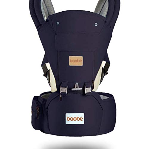 Arkmiido Mochila Portabebés, Portabebés Ergonómica con Asiento de Cadera, Mochila Portabebés para Bebés Transpirable y Suave para todas las Estaciones (navy)