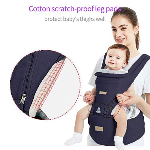 Arkmiido Mochila Portabebés, Portabebés Ergonómica con Asiento de Cadera, Mochila Portabebés para Bebés Transpirable y Suave para todas las Estaciones (navy)