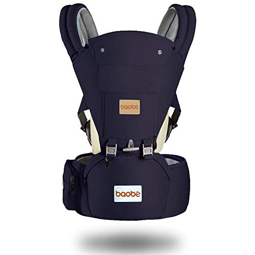 Arkmiido Mochila Portabebés, Portabebés Ergonómica con Asiento de Cadera, Mochila Portabebés para Bebés Transpirable y Suave para todas las Estaciones (navy)