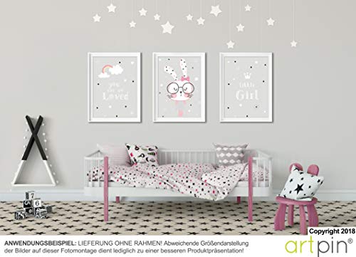 artpin® Póster Set plástico para niños, de artistas | Decoración para Dormitorio, Habitación de los Niños, estilo escandinavo, A4 imágenes para niña niño | – cuadro de | regalo