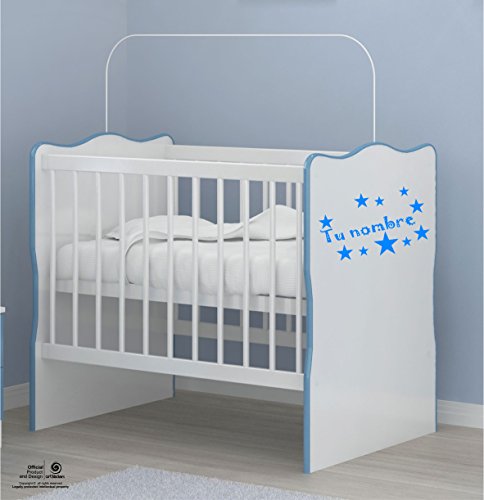 Artstickers Adhesivo Infantil para decoración de Muebles, Puertas, Paredes.Elige el Nombre de tu Bebé, en Color Azul. Nombre de 20cm + Kit de 10 Estrellas para Libre colocación.