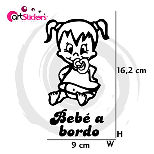 Artstickers® Adhesivo Pegatina Bebe a Bordo - BABYFUN COLLECTIÓN 10 Colores A Elegir + Regalo Sorpresa (Blanco)