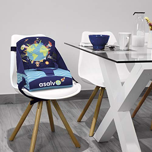 Asalvo 14009 - Trona de viaje, diseño niños del mundo, color  azul