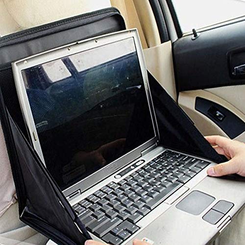 ASEOK - Bandeja de almacenamiento para asiento trasero de coche, soporte para portátil, bandeja para asiento trasero, organizador de mesa de trabajo para comida, multibolsillo(negro).