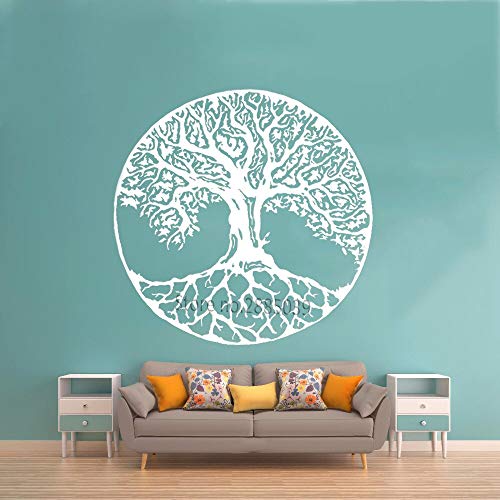 ASFGA Life Tree Wall Art Decal Mandala Tree Vinilo Adhesivo de Pared Hogar Sala de Estar Dormitorio Decoración Yoga Studio Tree Wall Mandala Mural Estilo nórdico 80cm x 80cm