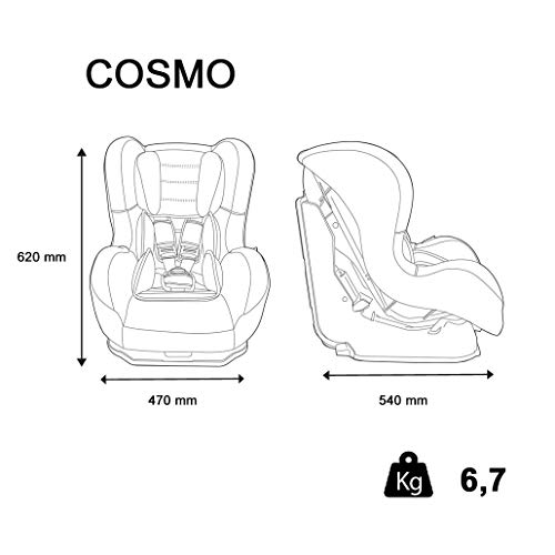 Asiento Auto Grupo 0 +/1 de 0 a 18 kg con protecciones laterales – Creación 100% francesa – 3 estrellas Test TCS – , 20 colores – cale-tête y asiento acolchados.