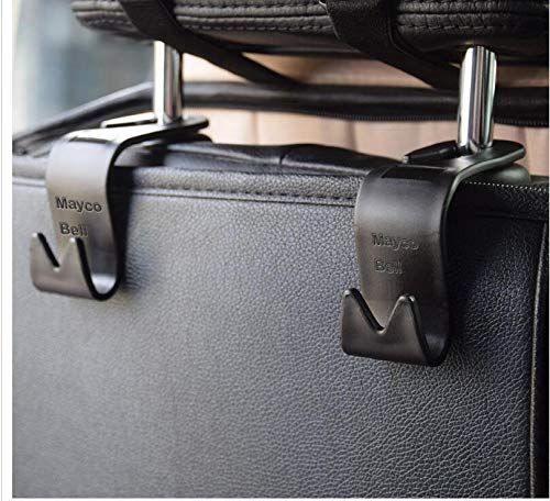 Asiento de coche reposacabezas Hanger ganchos de almacenamiento, organizador de almacenamiento percha gancho para bolsa de compras bolso de mano (negro Juego de 4) Mayco Bell