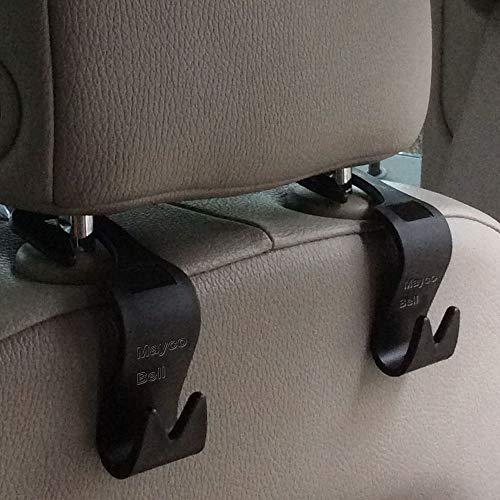 Asiento de coche reposacabezas Hanger ganchos de almacenamiento, organizador de almacenamiento percha gancho para bolsa de compras bolso de mano (negro Juego de 4) Mayco Bell