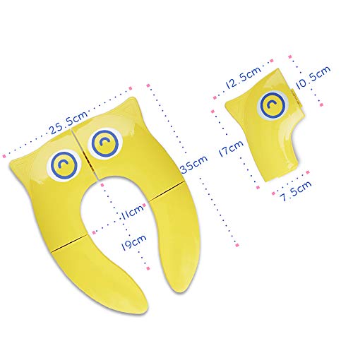 Asiento de Inodoro Plegable para Niños, Opret Tapa WC Orinal Bebe Reductor Compacto y Portátil Protector Inodoro para Viajes, Amarillo