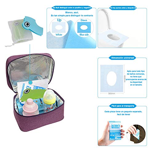 Asiento de Inodoro Plegable, Reductores de Inodoro Para Niños, Asiento Plegable Para Viaje Para Bebé (Verde),Tarjeta de Entrenamiento Bedpan, Almohadilla de Inodoro Desechable