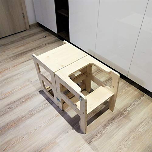 AtviKids Torre Montessori de Aprendizaje Transformable | Multiuso (4 en 1) | Ayudante Cocina | Taburete Cocina | Torre Actividades | Taburete Escalada (Natur)