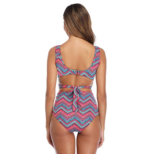 Auifor Conjunto de Bikini de patrón de Rayas Sexy para Mujer Traje de baño de Dos Piezas Traje de baño Traje de baño(Rojo/Medium)