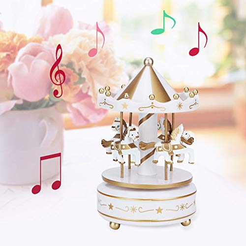 AUNMAS Merry-Go-Round Music Box Carrusel Caja Musical para Navidad Boda Regalo de Cumpleaños Tienda de Exhibición Artesanía Decoración del Hogar (3#)