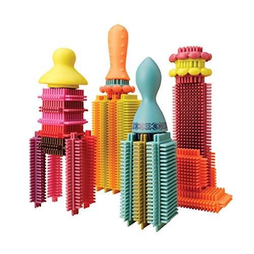 B. Toys - Bloques de cerdas Stackadoos - 68 Bloques de Juguetes en una Bolsa de Almacenamiento - Sin BPA Stem Juguetes Bloques de construcción para niños 2 años +