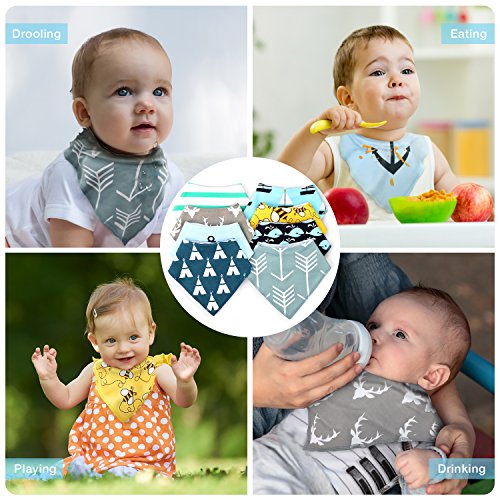 Baberos Bebe Baberos Bandanas LENBEST, Baberos Bandana, Bebé Babero Bandana - 8pcs, para recién Nacidos Bebé y Niños, 100% Algodón Orgánico