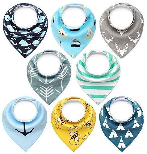 Baberos Bebe Baberos Bandanas LENBEST, Baberos Bandana, Bebé Babero Bandana - 8pcs, para recién Nacidos Bebé y Niños, 100% Algodón Orgánico