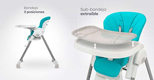 Babify Trona de bebé Evolutiva Comfort Plus. Reclinable, Ajustable con Plegado Compacto. Doble bandeja. Cojín ultrasoft