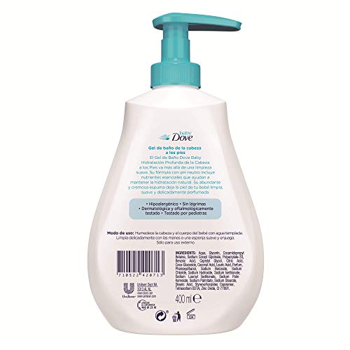 Baby Dove Gel De Baño Hidratación Profunda - Pack de 6 x 400 ml (Total: 2400 ml)