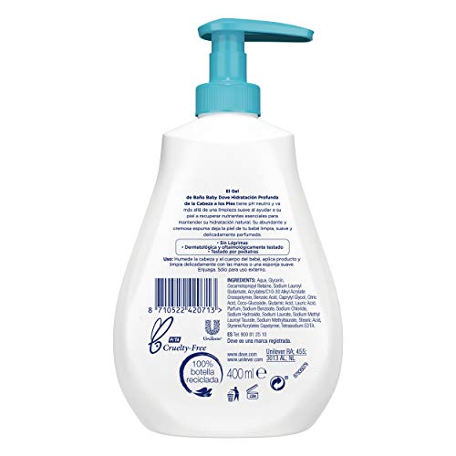 Baby Dove Gel De Baño Hidratación Profunda - Pack de 6 x 400 ml (Total: 2400 ml)