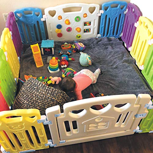 Baby Playpen - Centro de actividades para niños, juego de seguridad en el patio, interior y exterior, con 14 paneles, bolígrafo (classic 14 panel)