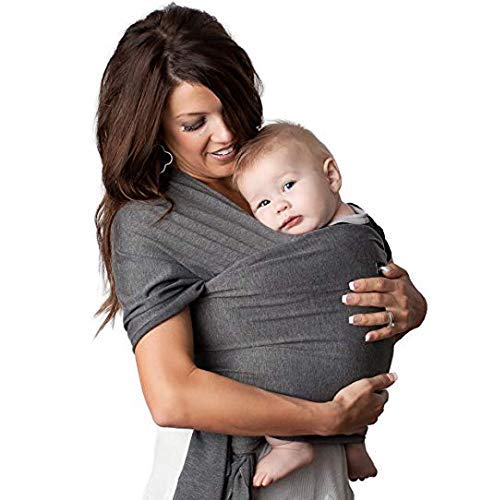 Baby Wrap Carrier All-in-1 Stretchy Baby Wraps Eslingas y envolturas para bebés especializadas para bebés y recién nacidos (Black Gray)