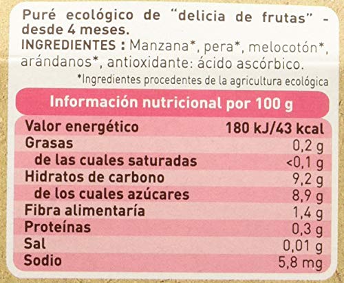 Babybio Delicia Frutas - Paquete de 2 x 130 gr - Total: 260 gr