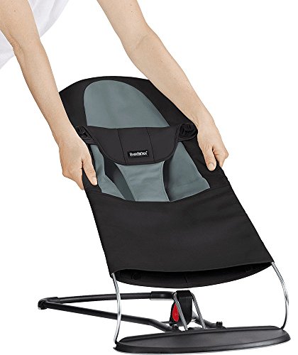 BABYBJÖRN Asiento de Tela para Hamaca (Negro/Gris oscuro, Cotton)